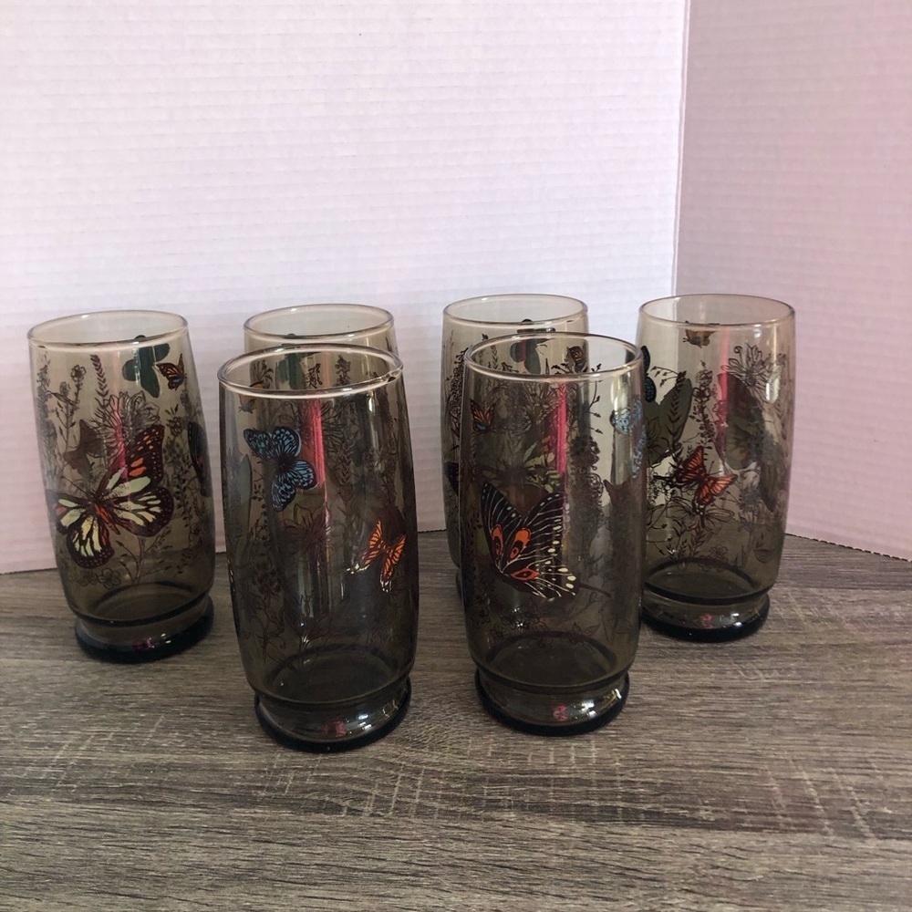 MCM Libbey Butterfly Glasses - Picture 3 of 9